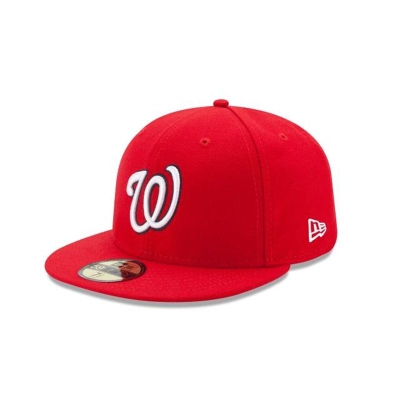 Red Washington Nationals Hat - New Era MLB Authentic Collection 59FIFTY Fitted Caps USA5429386